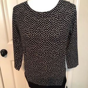 Talbots MP NWOT black w/white dot blouse